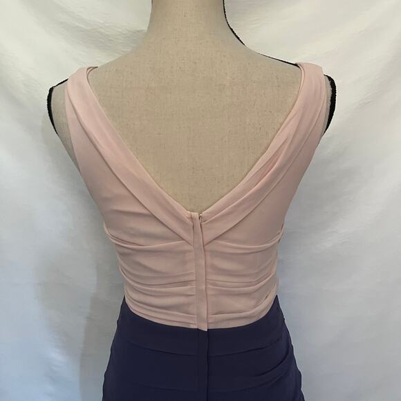 Express Color Block Sheath Dress Size 4 Pink Purple Square Neck Chiffon Fairy - Picture 7 of 15